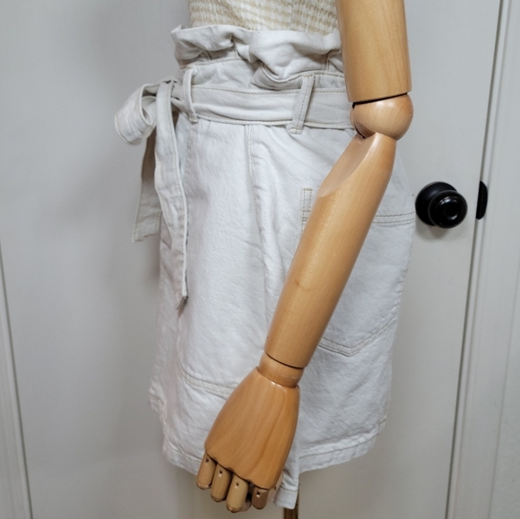 Free People Paper Bag Waist Cotton Linen Blend Spring and Summer Skirt Size 8 - Picture 6 of 10